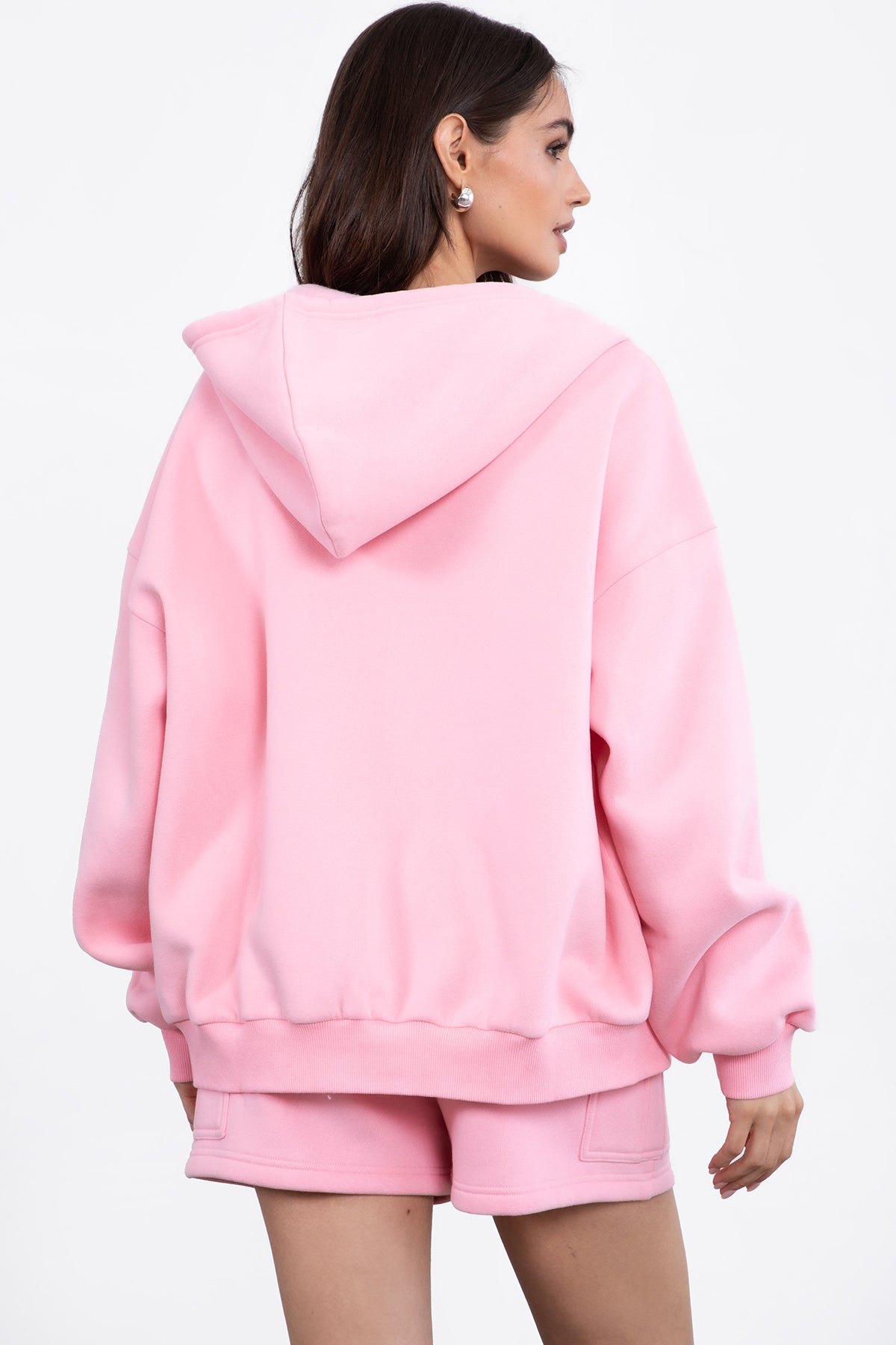  Plush Fleece Oversized Zip Up Hoodie