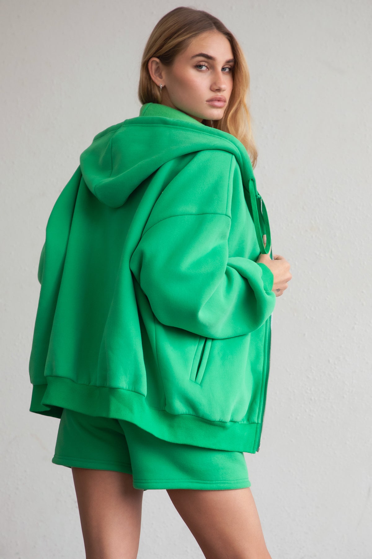  Plush Fleece Oversized Zip Up Hoodie