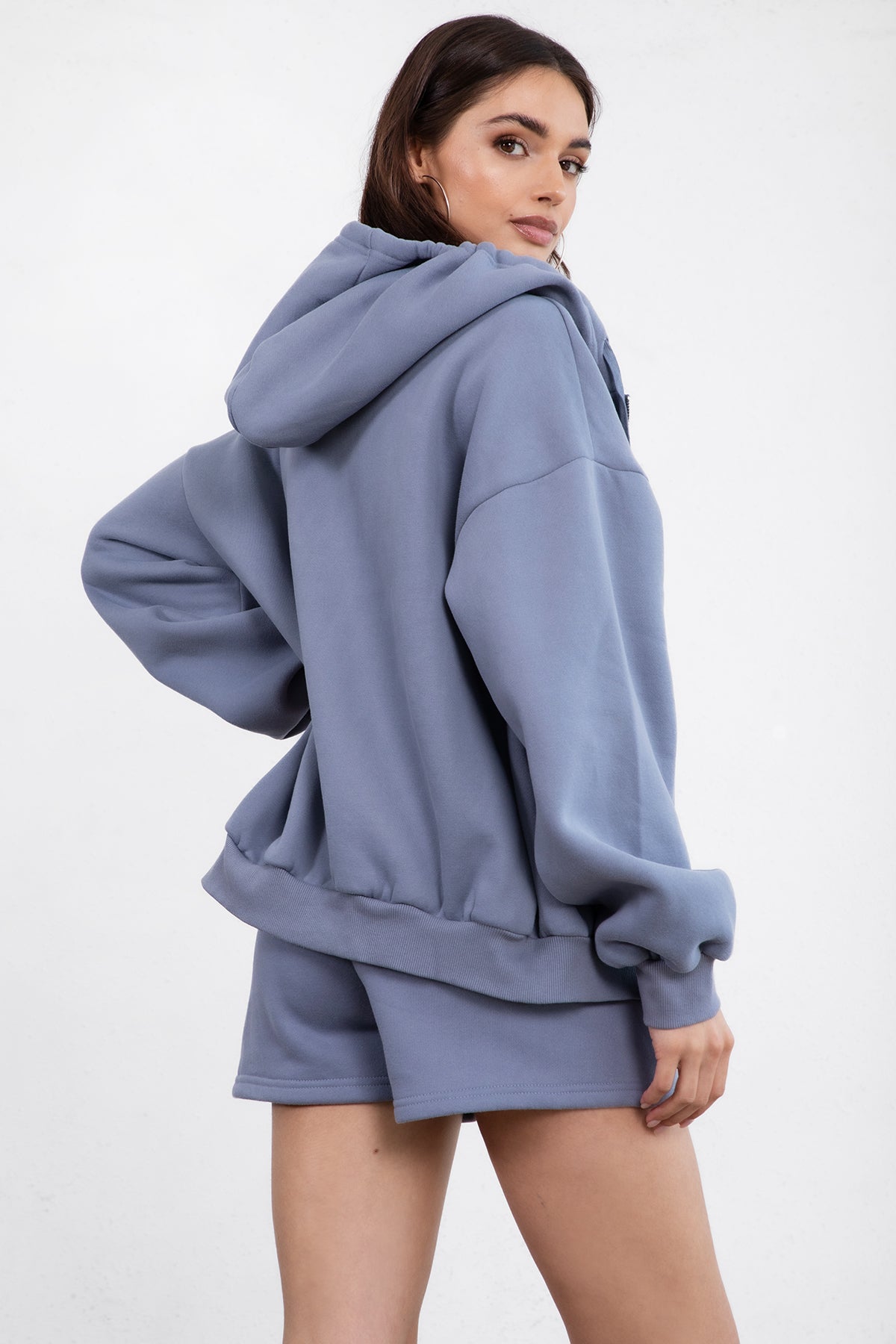  Plush Fleece Oversized Zip Up Hoodie