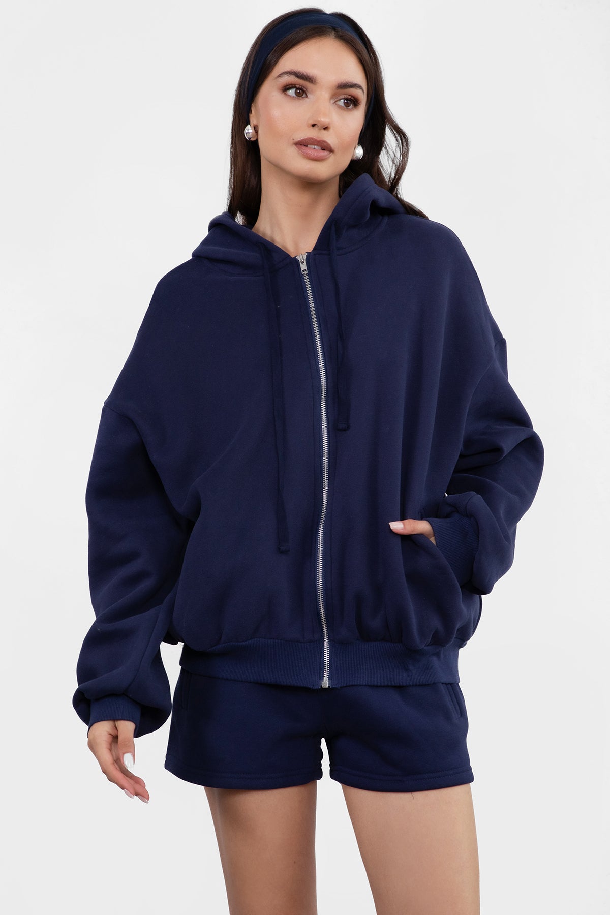  Plush Fleece Oversized Zip Up Hoodie