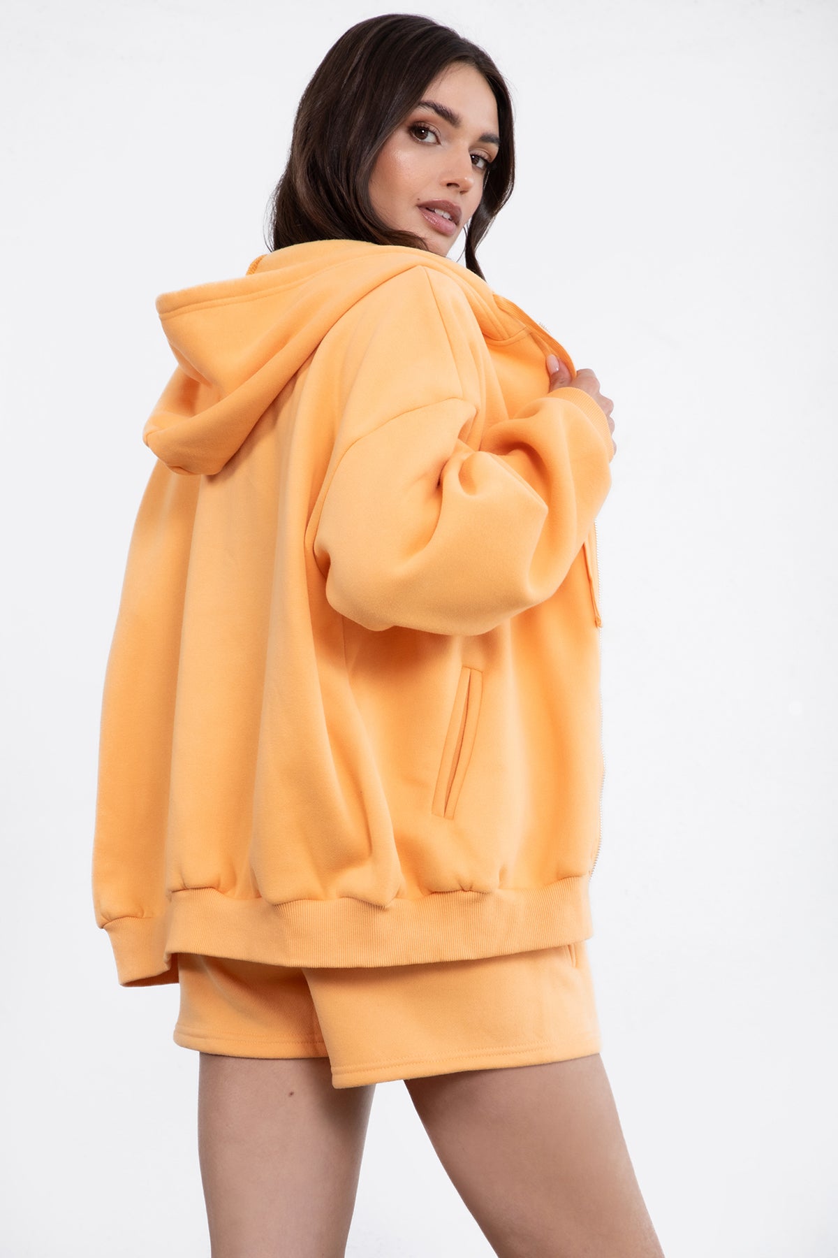  Plush Fleece Oversized Zip Up Hoodie