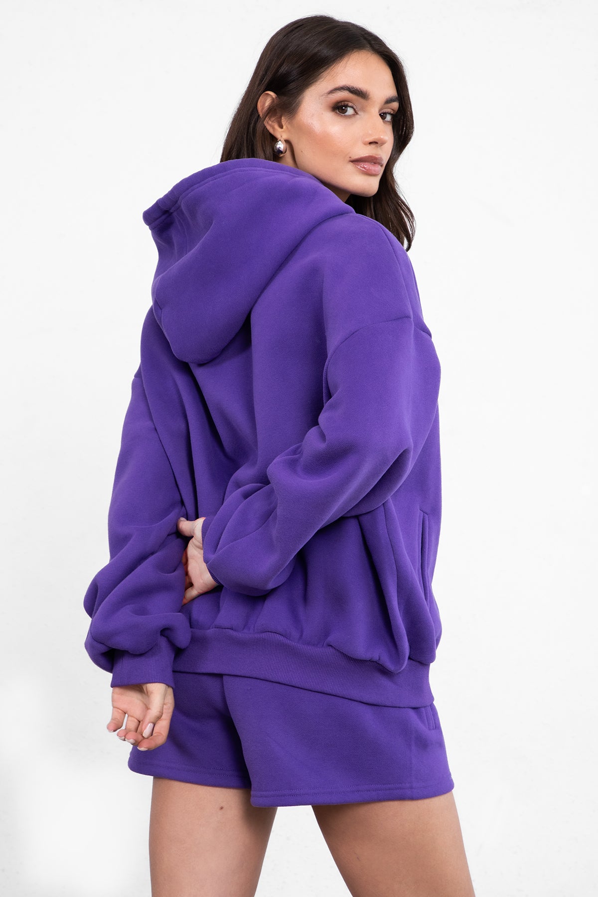  Plush Fleece Oversized Zip Up Hoodie