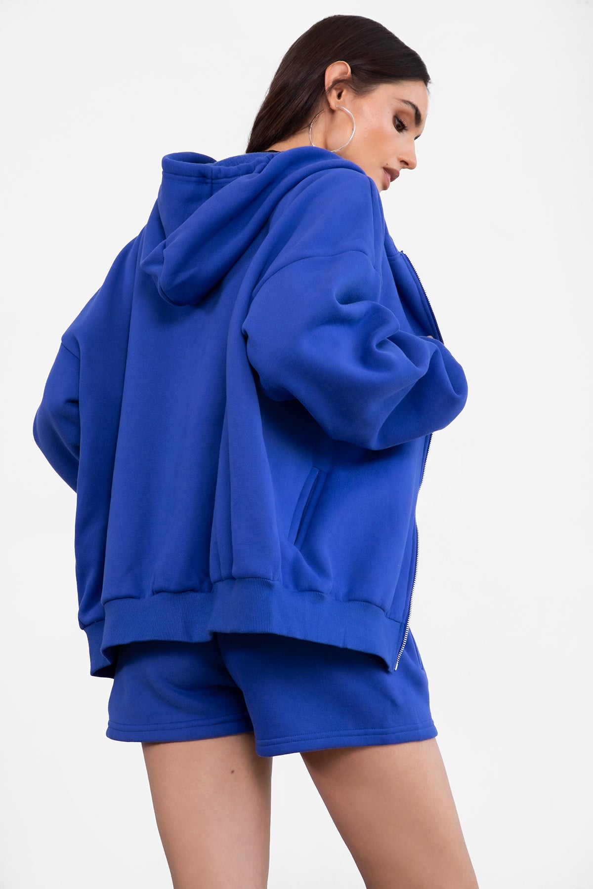  Plush Fleece Oversized Zip Up Hoodie