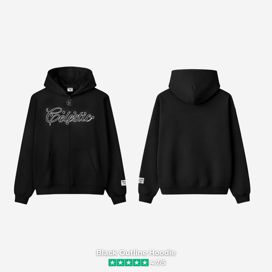 Black Outline Hoodie front and back view