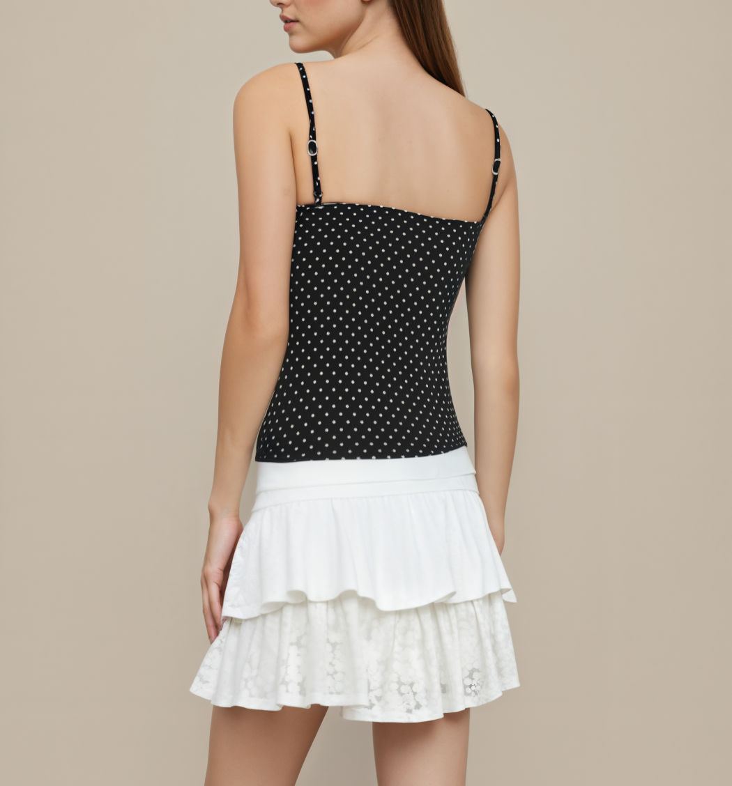 Cotton-Blend Polka-Dot Cami Top