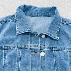 Women's Vintage Bubble Sleeve Fitted Slim Denim Crop Jacket