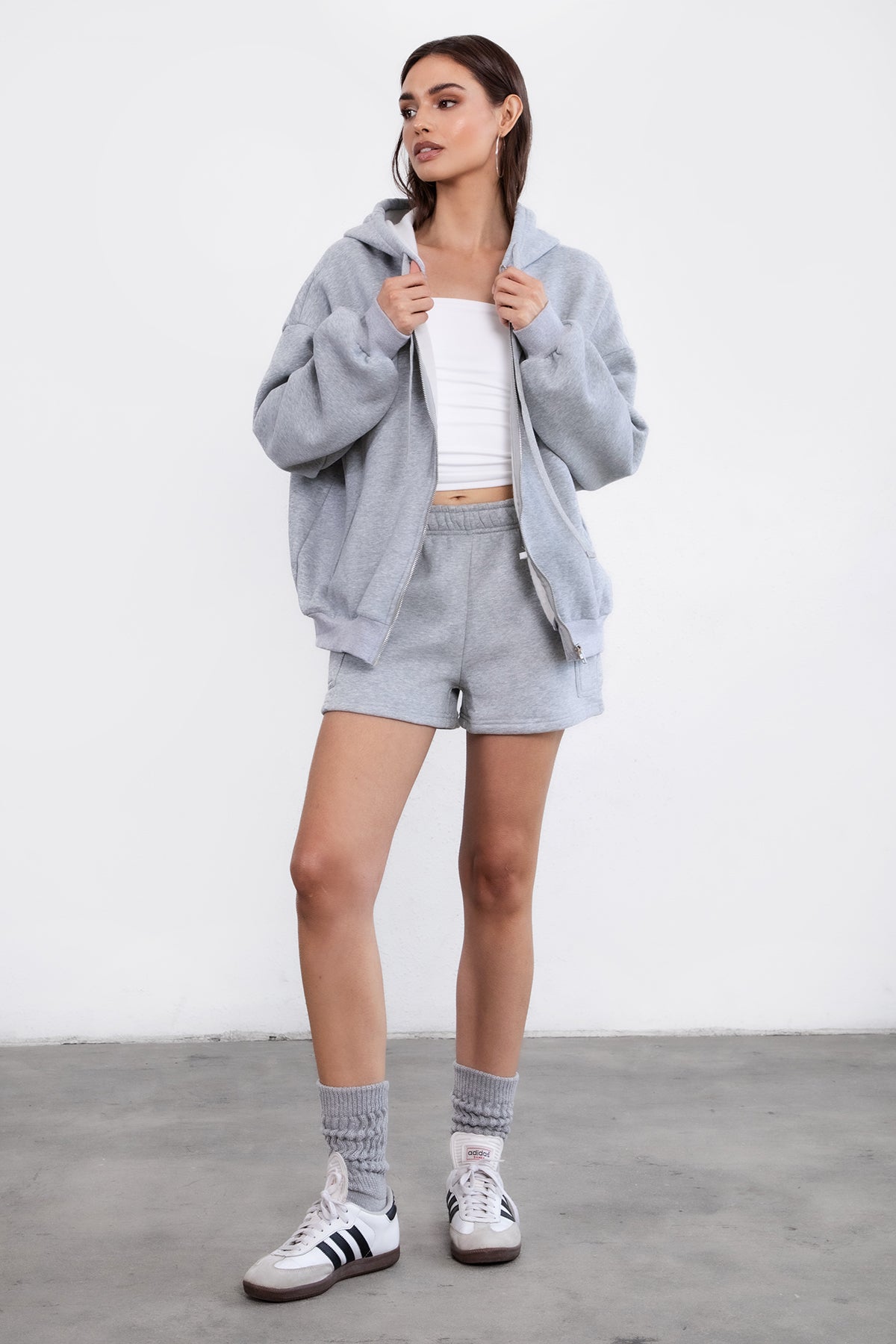  Plush Fleece Oversized Zip Up Hoodie