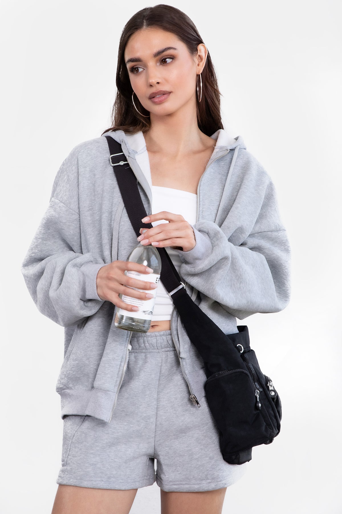  Plush Fleece Oversized Zip Up Hoodie