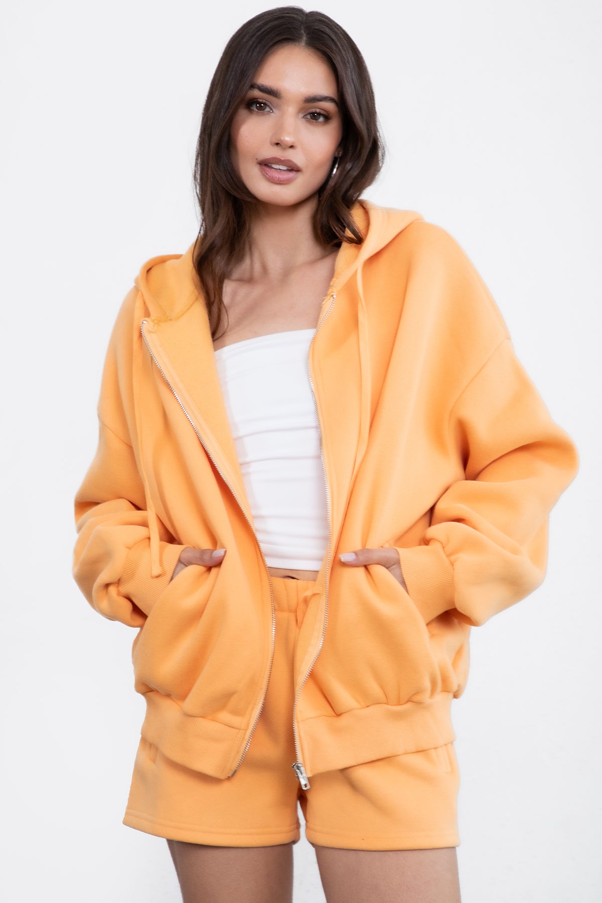  Plush Fleece Oversized Zip Up Hoodie