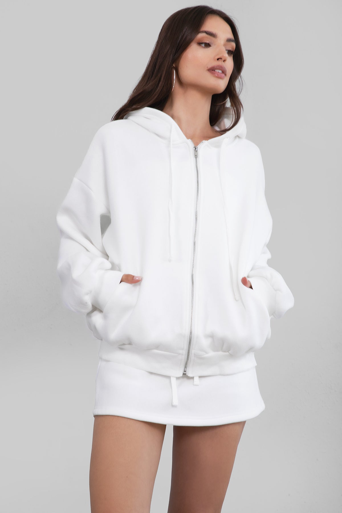  Plush Fleece Oversized Zip Up Hoodie