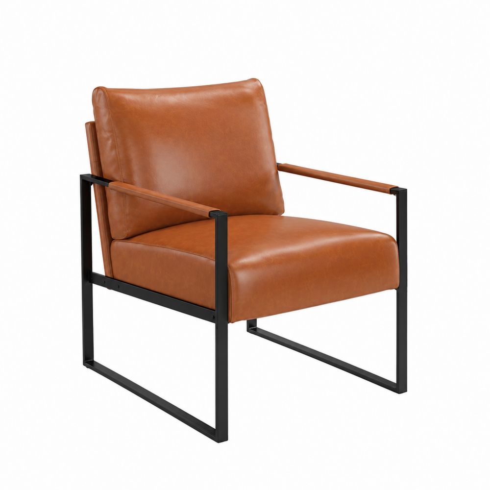 Silla de Acero con Asiento de Cuero Sintético Marrón 75x70x80 cm