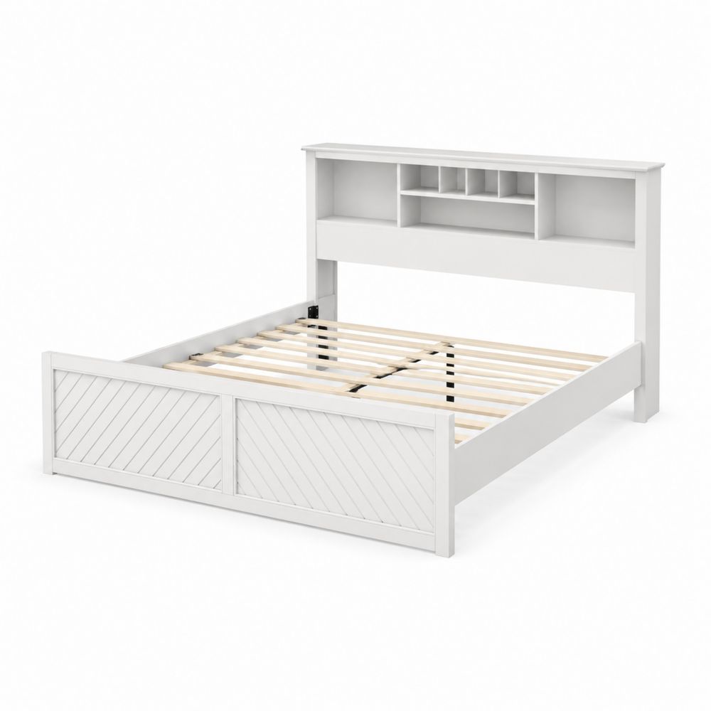 Cama de Madera Blanca con Almacenamiento 200x160 cm