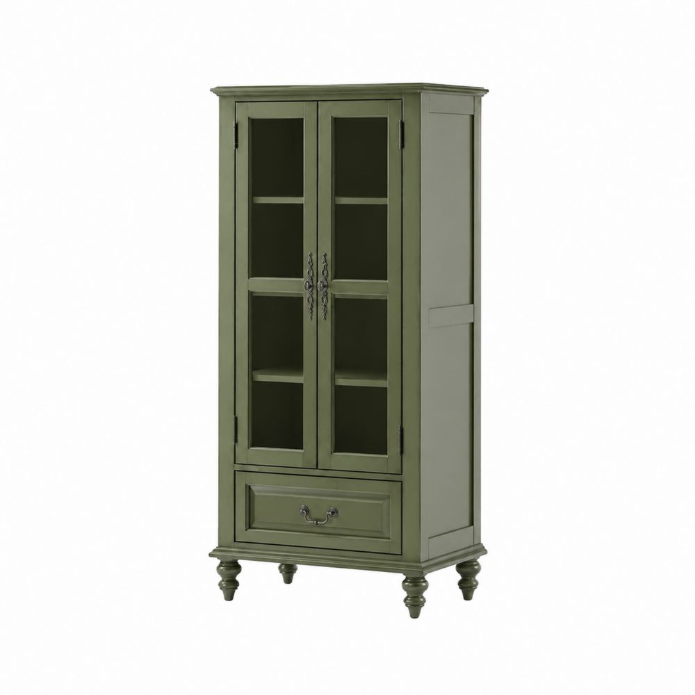 Vitrina de Madera con Puertas de Vidrio Verde