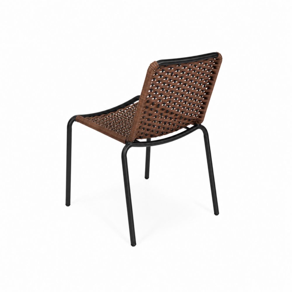 Silla de mimbre sintético y metal marrón