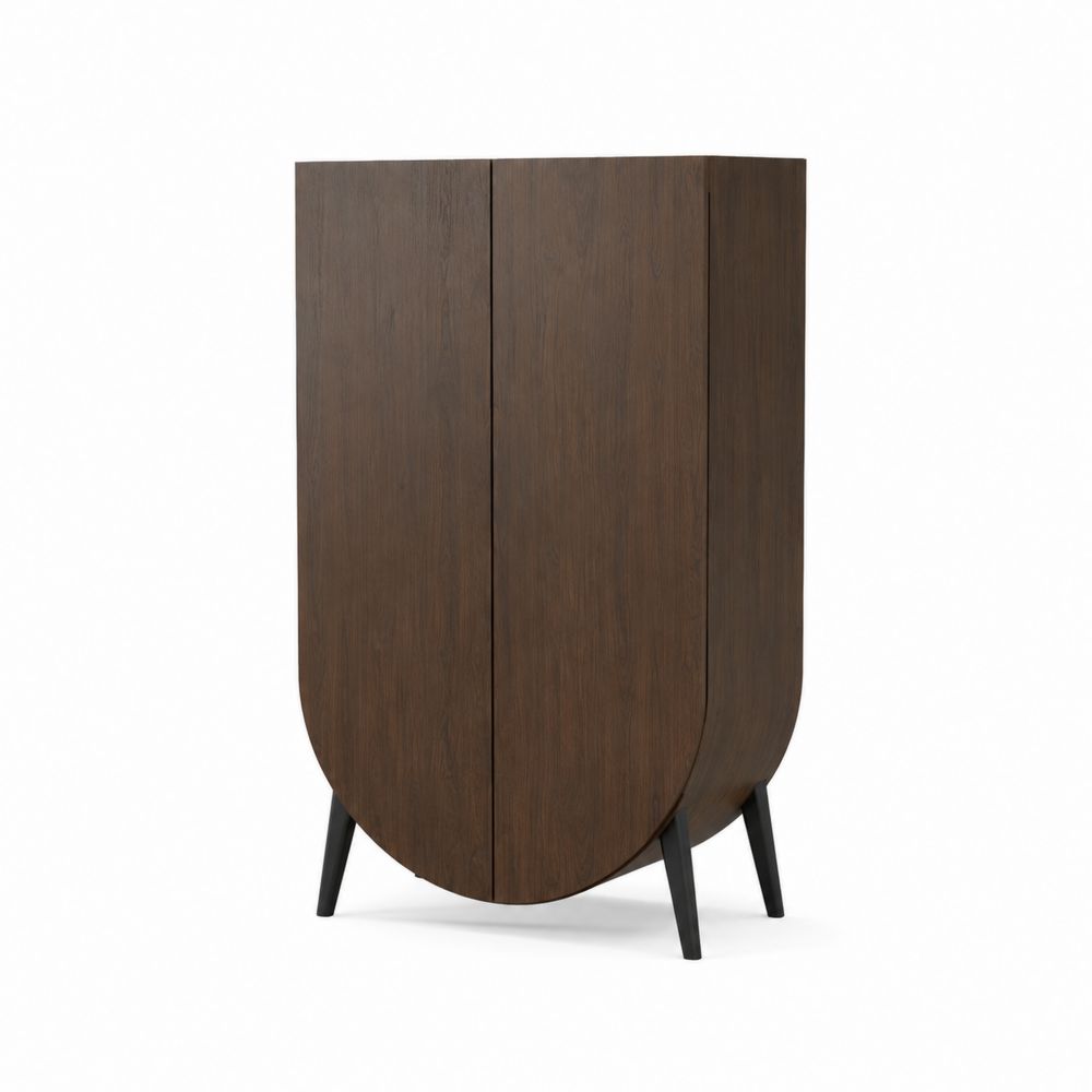 Armario de madera contrachapada con patas de metal color Marrón y Negro