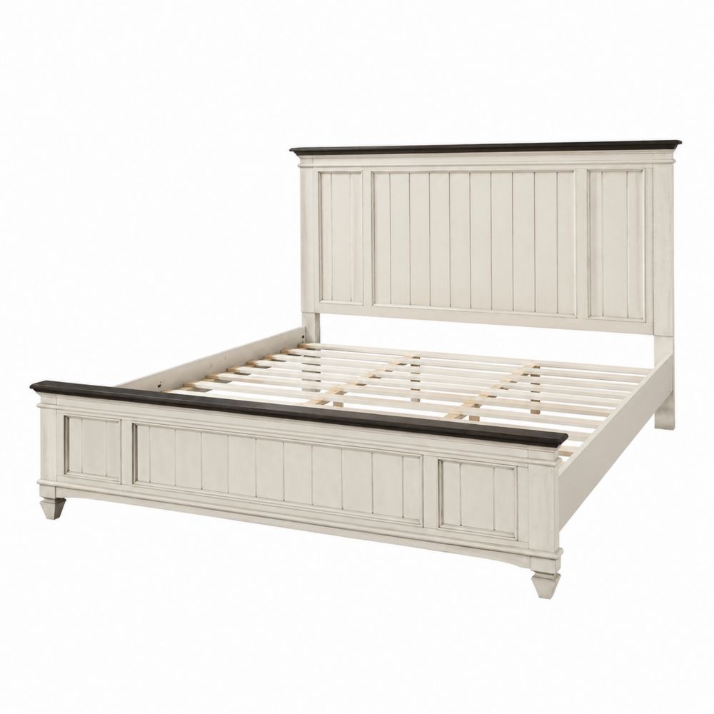 Cama Plataforma de Madera Blanco y Marrón