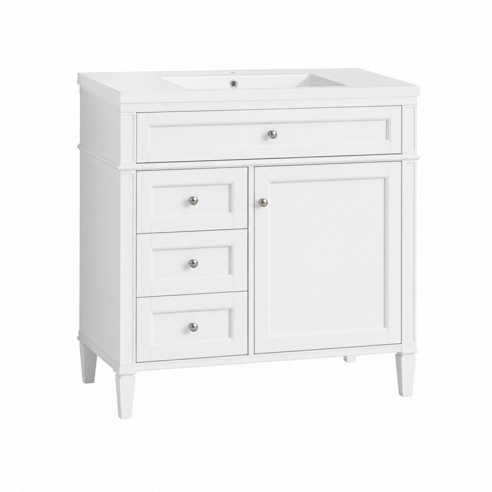 Mueble de lavabo MDF Blanco con lavamanos de cerámica