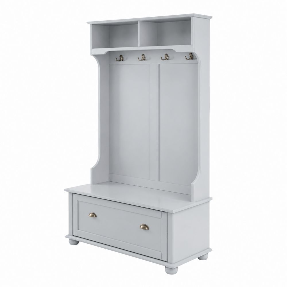 Perchero con banco y almacenamiento de MDF gris 170x90x40 cm