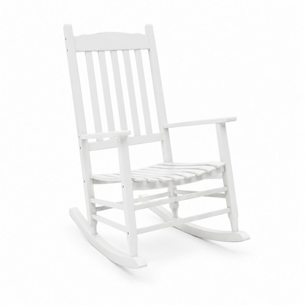 Silla mecedora de madera blanca