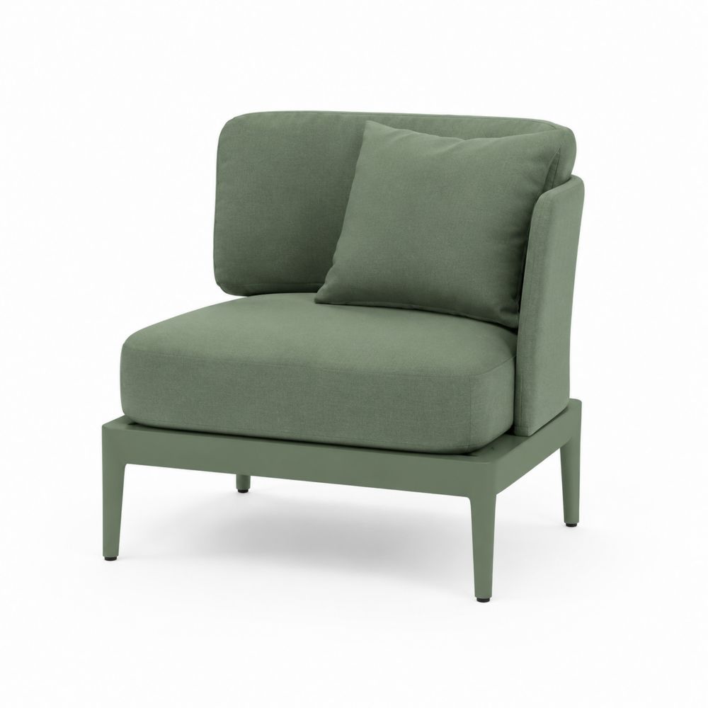 Sillón de exterior sin apoyabrazos con cojines y estructura de aluminio Verde 75x85x80 cm