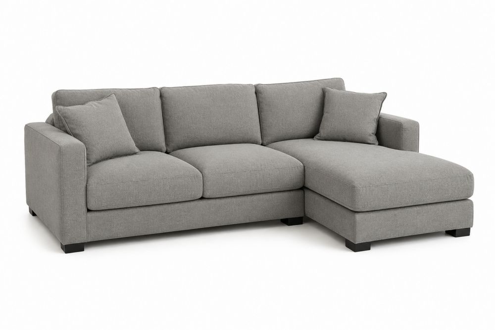 Sofá chaise longue 3 plazas tela Gris-stonevilae