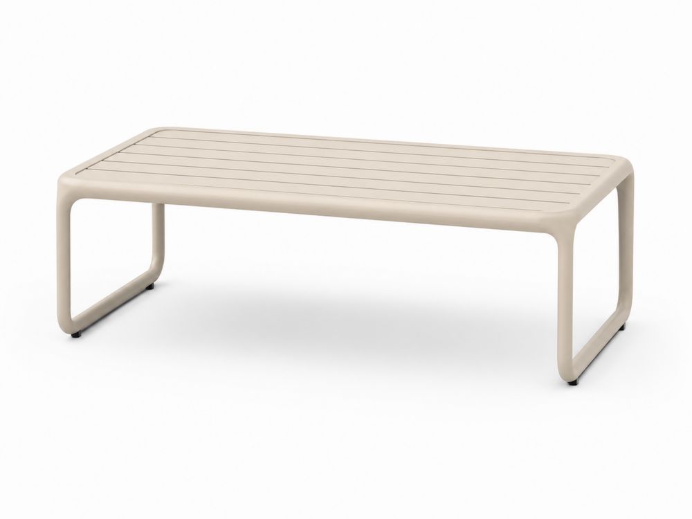 Mesa de café de aluminio beige para exterior 120x60x45 cm-stonevilae