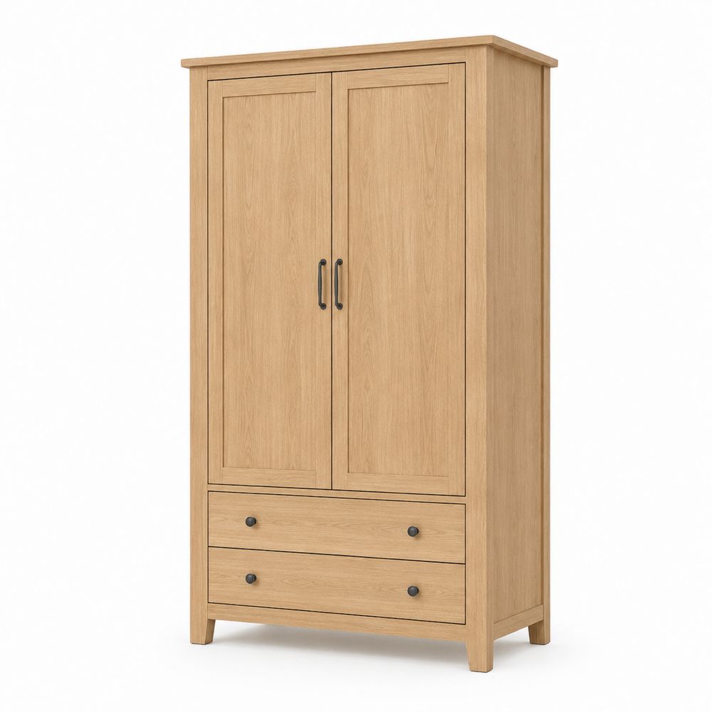 Armario de Madera de Roble con Dos Puertas y Cajones-stonevilae