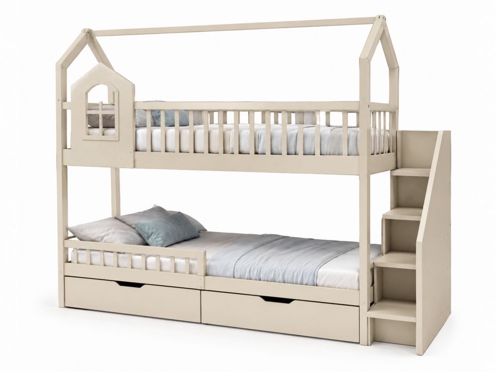 Litera de Madera de Pino con Cajones Beige-stonevilae