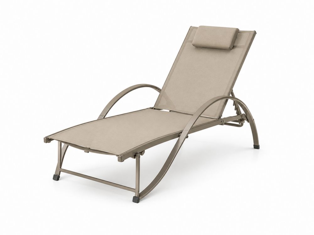 Tumbona de metal y tela ajustable Beige 200cm x 65cm-stonevilae