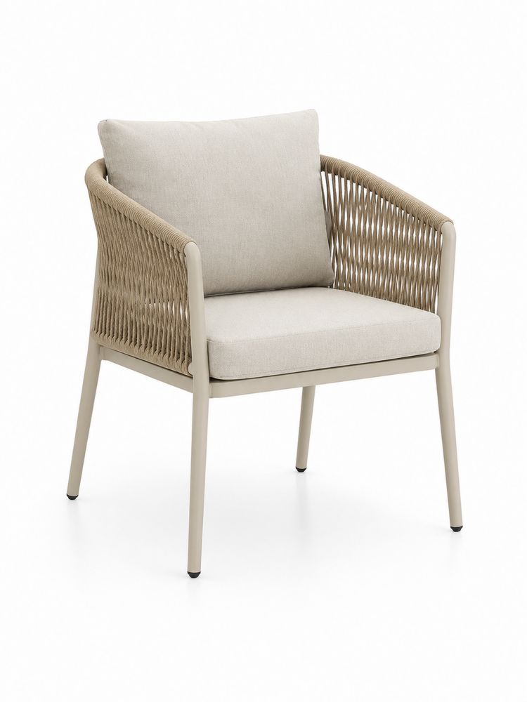 Silla de aluminio y cuerda trenzada Beige-stonevilae