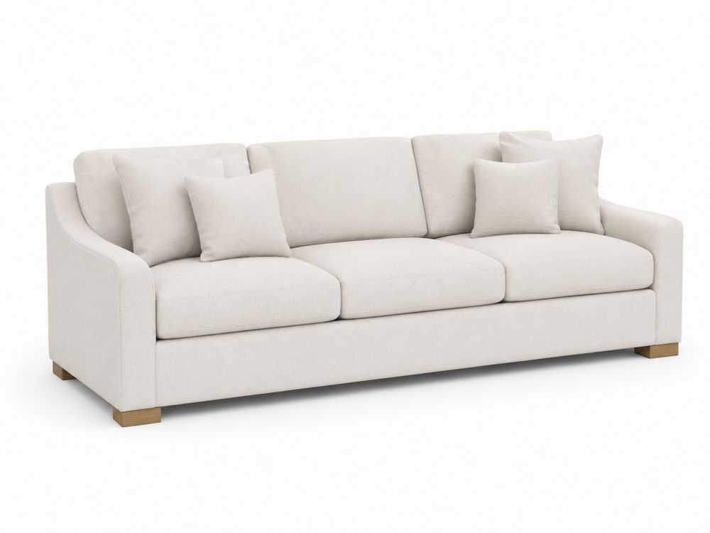Sofá de tres plazas de lino beige con cojines-stonevilae