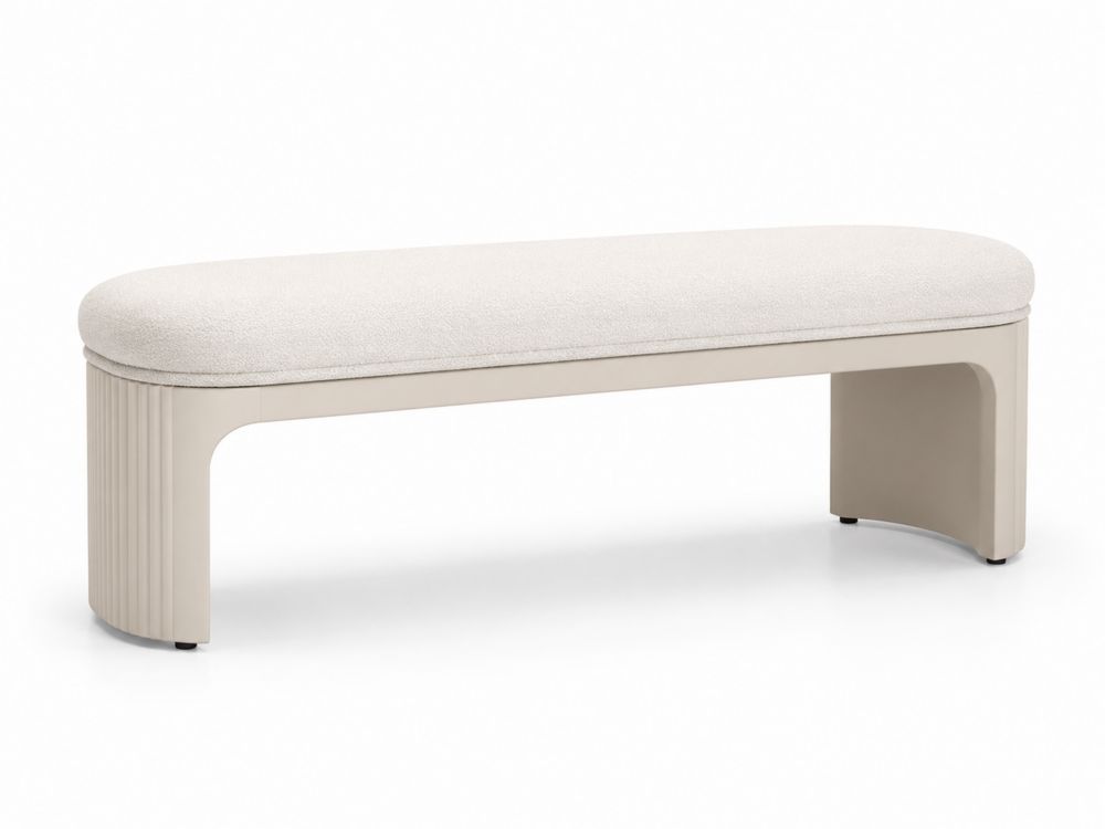 Banco tapizado en tejido crema 140x45x40 cm madera y poliéster-stonevilae