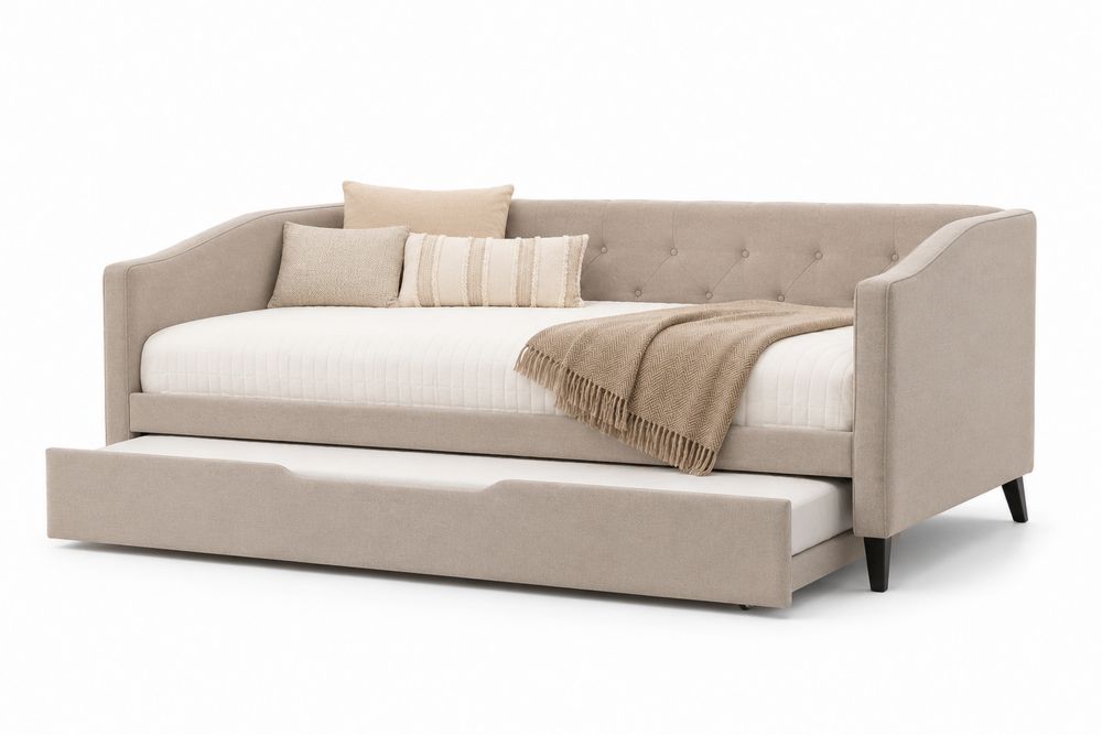Diván con cama nido tapizado en tela Beige-stonevilae