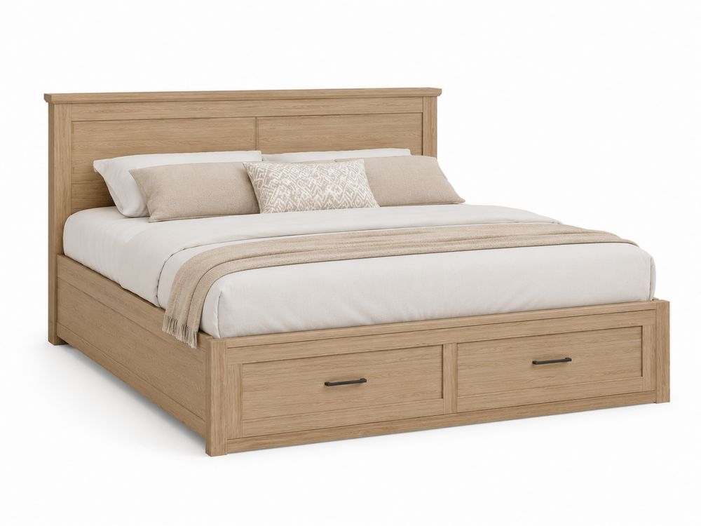 Cama de madera de roble con almacenamiento 200x160 cm-stonevilae