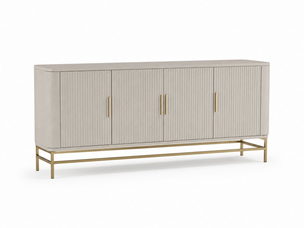 Aparador de MDF con Base de Metal 180x45x80 cm Blanco-stonevilae