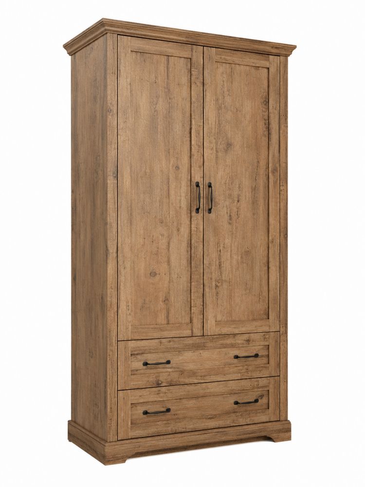 Armario de madera contrachapada con dos puertas y cajones-stonevilae