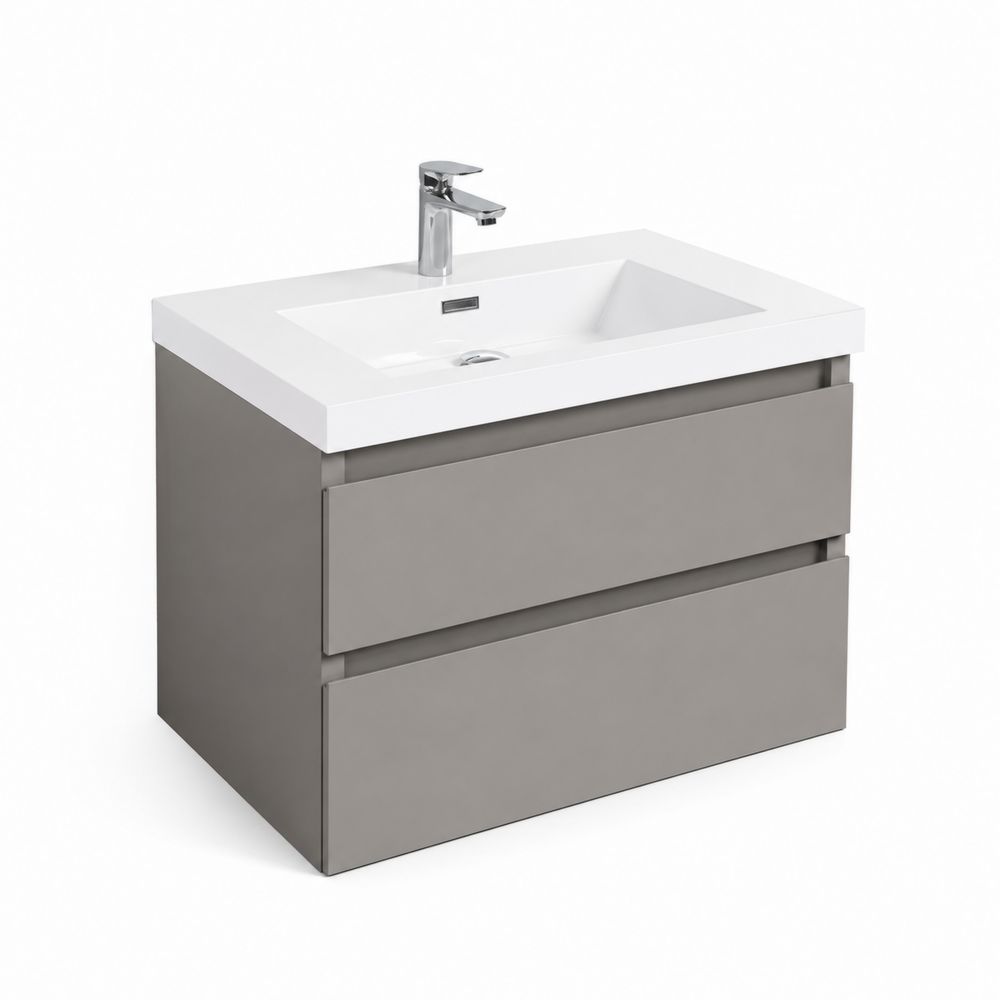 Mueble de baño con lavabo de cerámica 80 cm MDF Gris-stonevilae