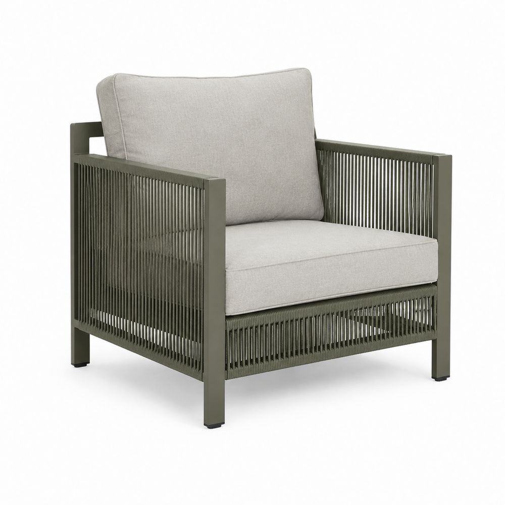 Sillón de exterior con estructura de aluminio y cojines de poliéster-stonevilae