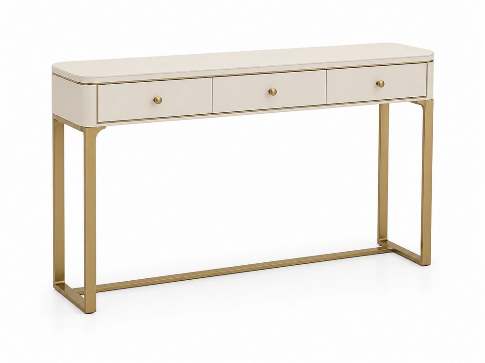 Consola de MDF con estructura de metal Beige 120x35x80 cm-stonevilae