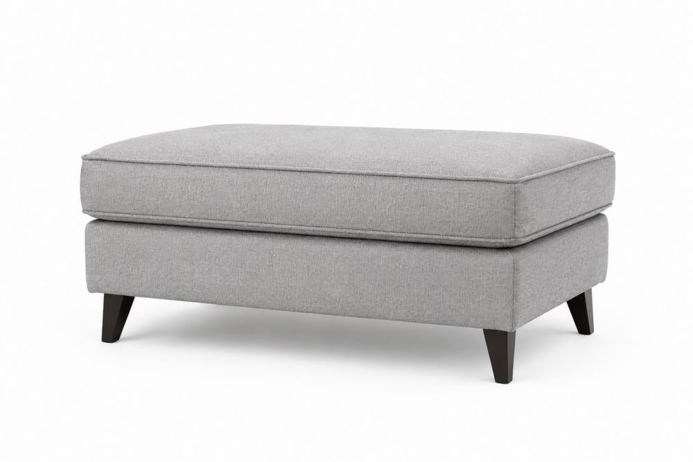 Reposapiés de Tela Gris con Patas de Madera-stonevilae