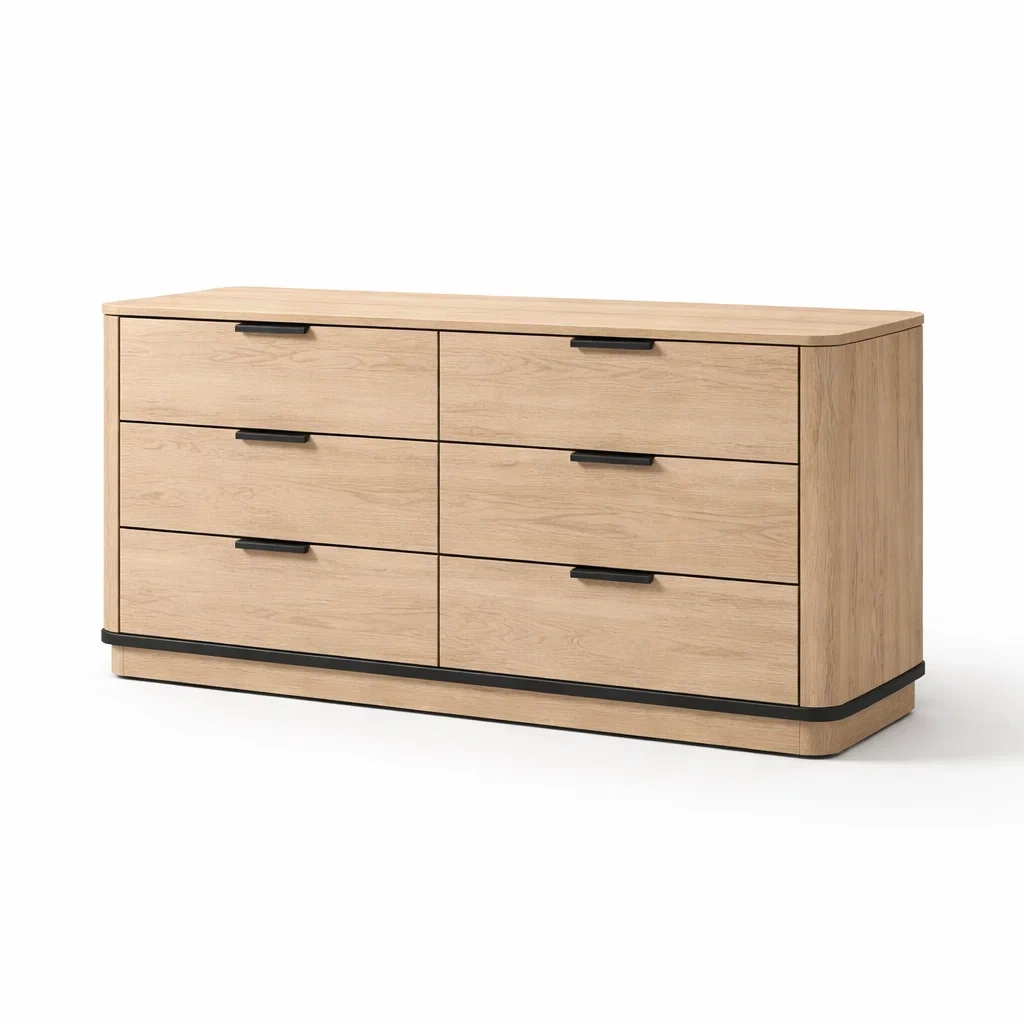 Cassettiera in mdf con cassetti rovere naturale-LUXEVIBESANCTUARY