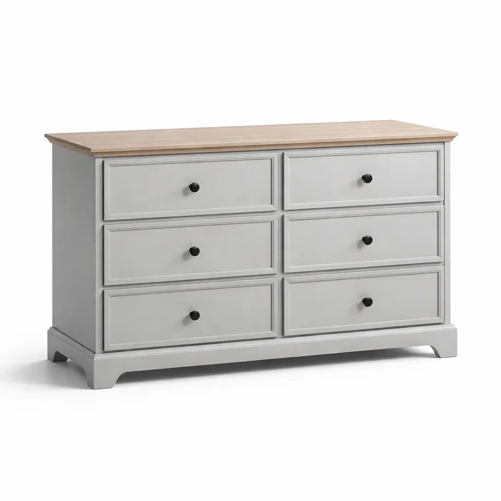 Cassettiera in mdf e quercia grigio con cassetti-LUXEVIBESANCTUARY