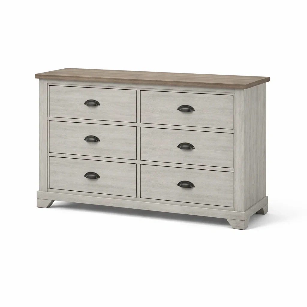 Cassettiera in legno con cassetti grigio e naturale-LUXEVIBESANCTUARY
