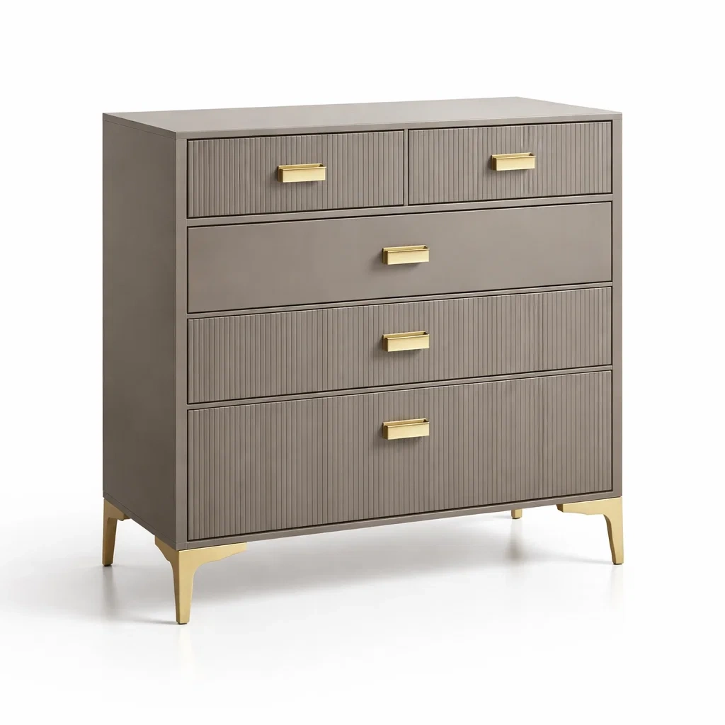 Cassettiera in mdf e metallo dorato con cassetti-LUXEVIBESANCTUARY