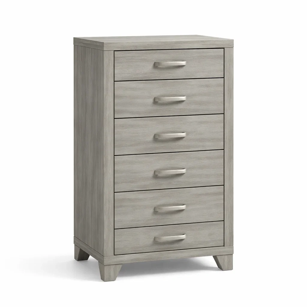 Cassettiera in legno grigio con cassetti-LUXEVIBESANCTUARY