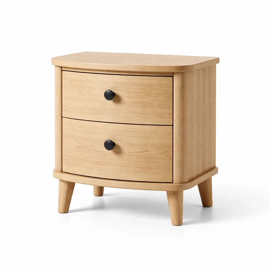 Comodino con cassetti in legno di rovere naturale-LUXEVIBESANCTUARY