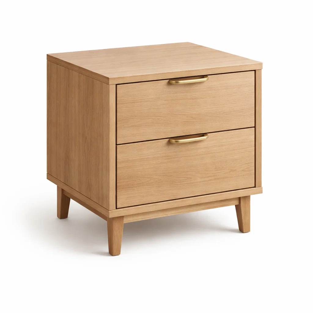 Comodino in legno massello con cassetti rovere chiaro-LUXEVIBESANCTUARY