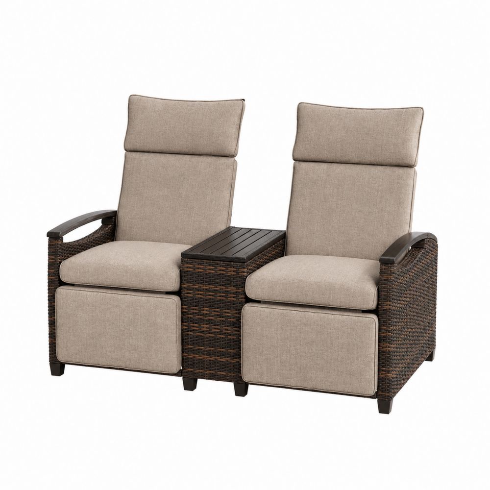 Conjunto de Sillones de Ratán con Mesa Central y Cojines de Poliéster