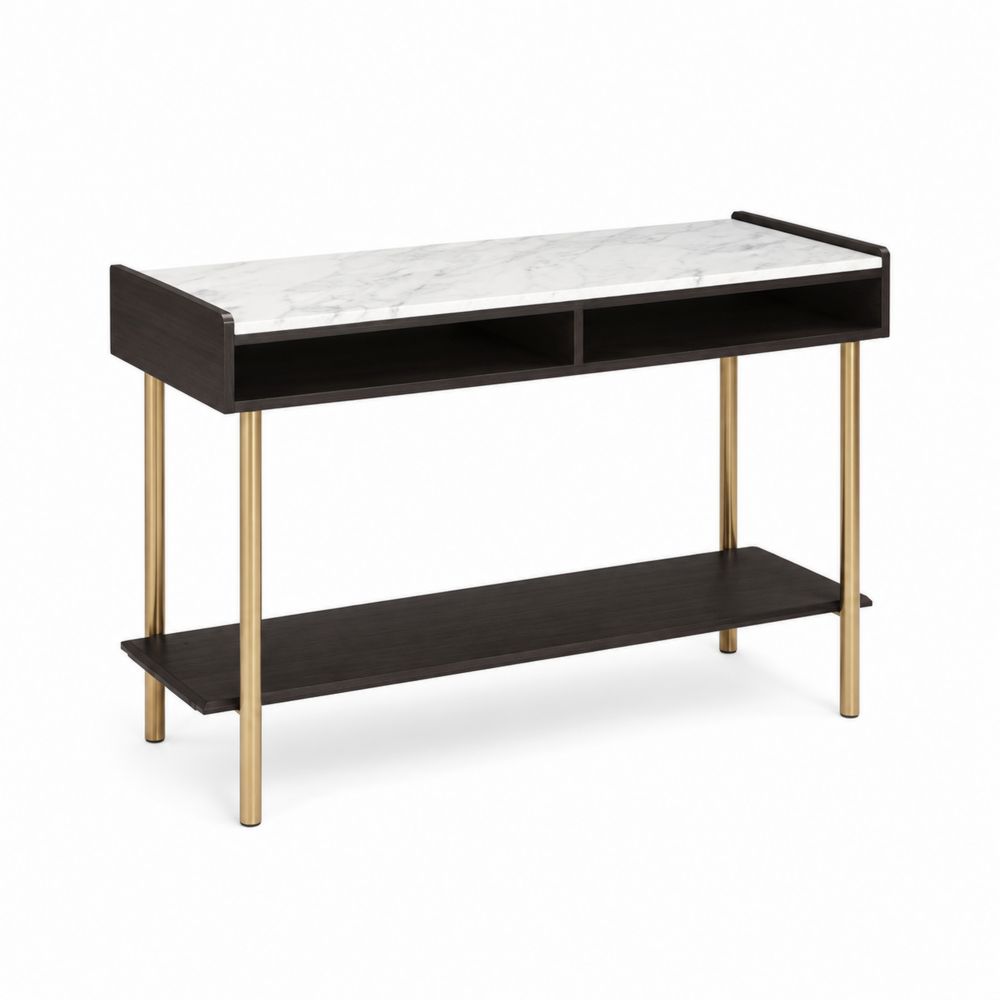 Mesa de entrada de mármol y metal, 110x35x78 cm