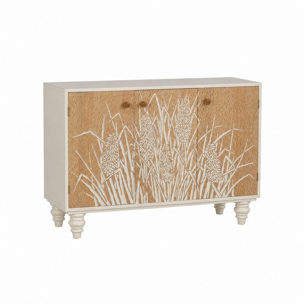 Aparador de MDF y roble con diseño floral